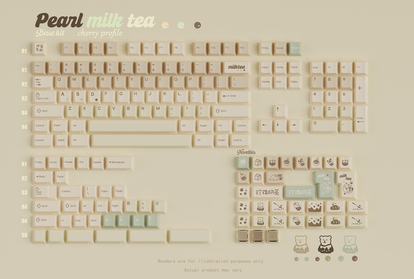 Qwertykeys Pearl Milk Tea Keycap Set