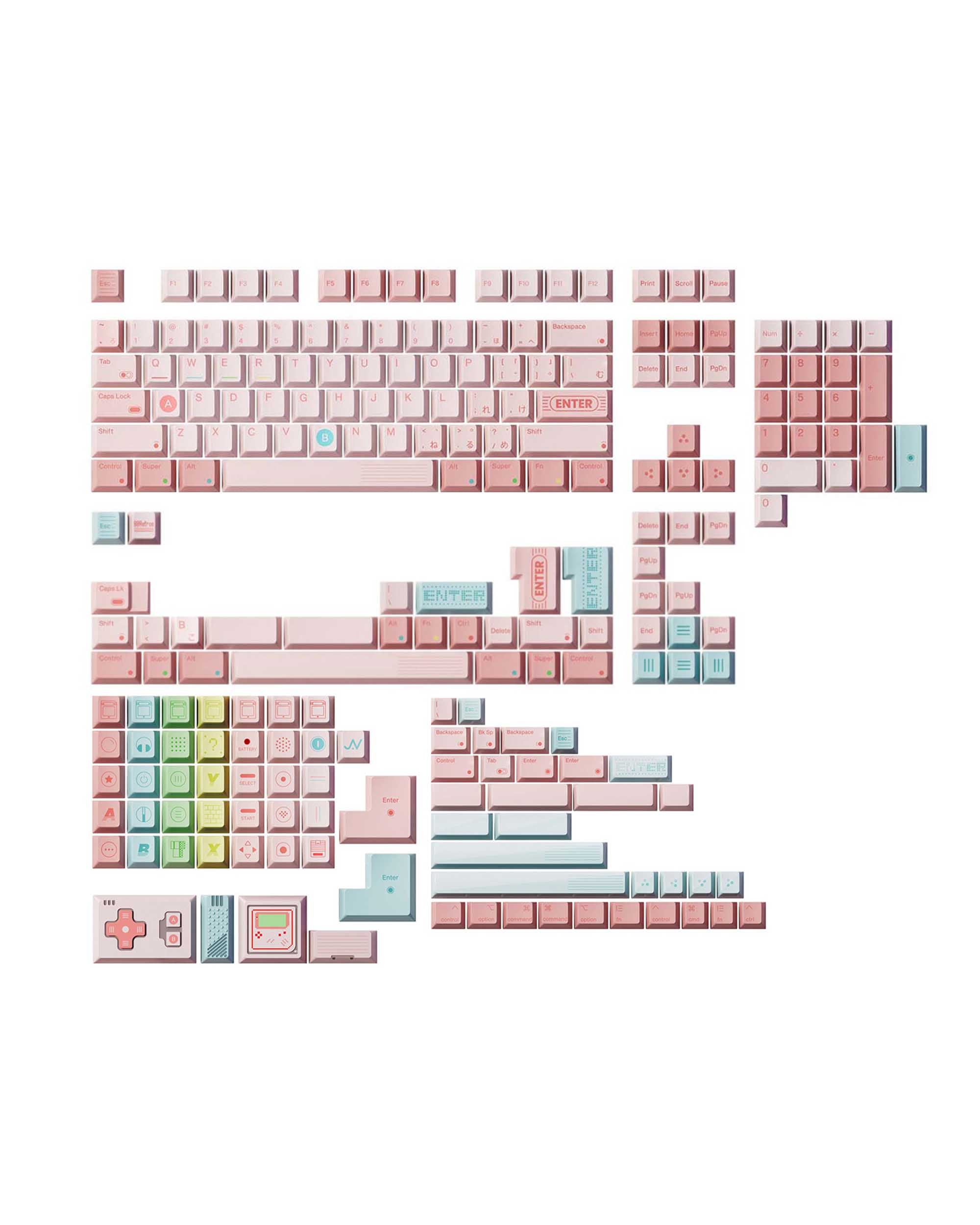 TUTKEYS X 80Retros GAME 1989 Pink Candy Keycaps Set