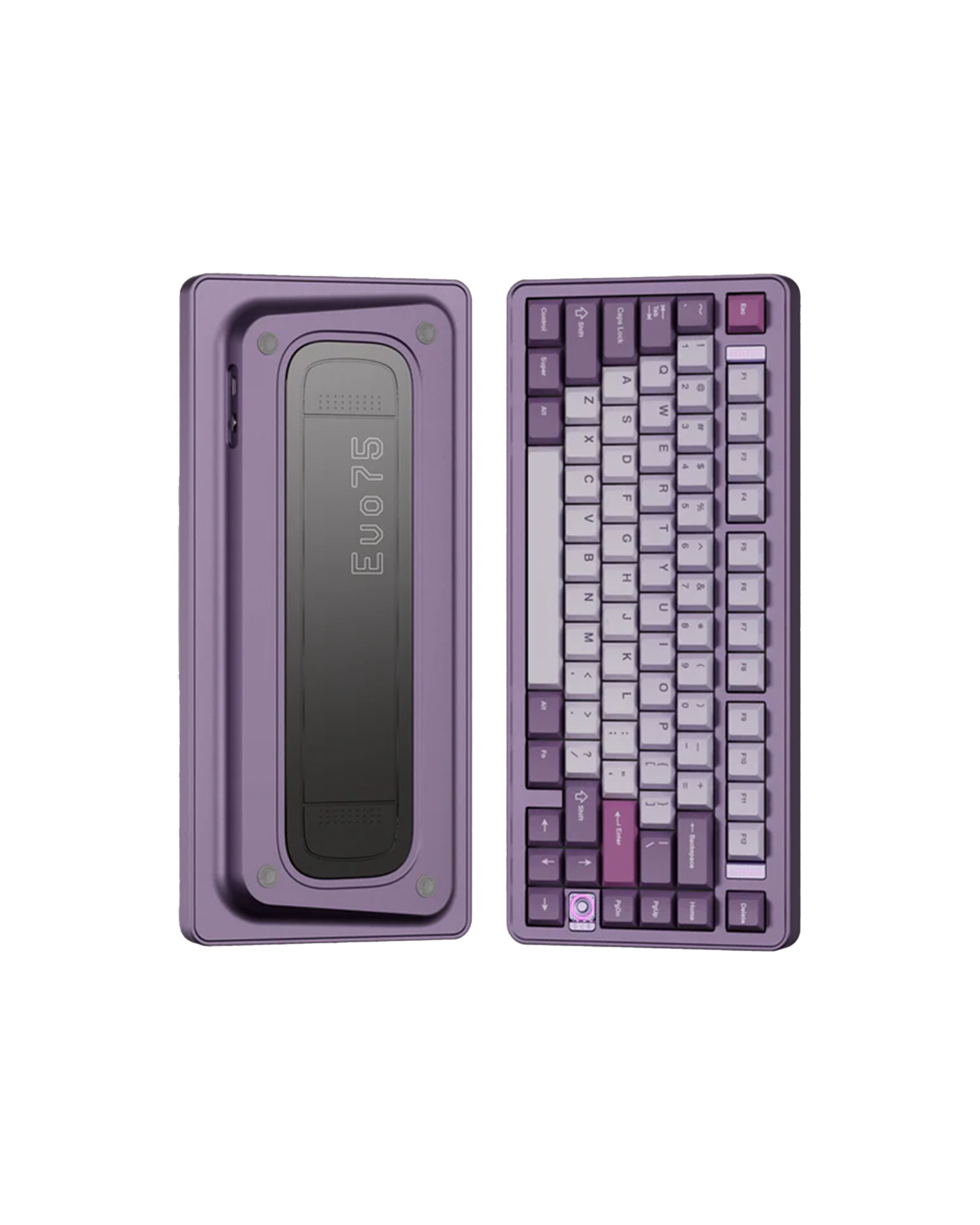 คีย์บอร์ด Evoworks Evo75 Mechanical Keyboard – Custom 75% Keyboard Layout - Anodized Tyrian Color Front and Rear design