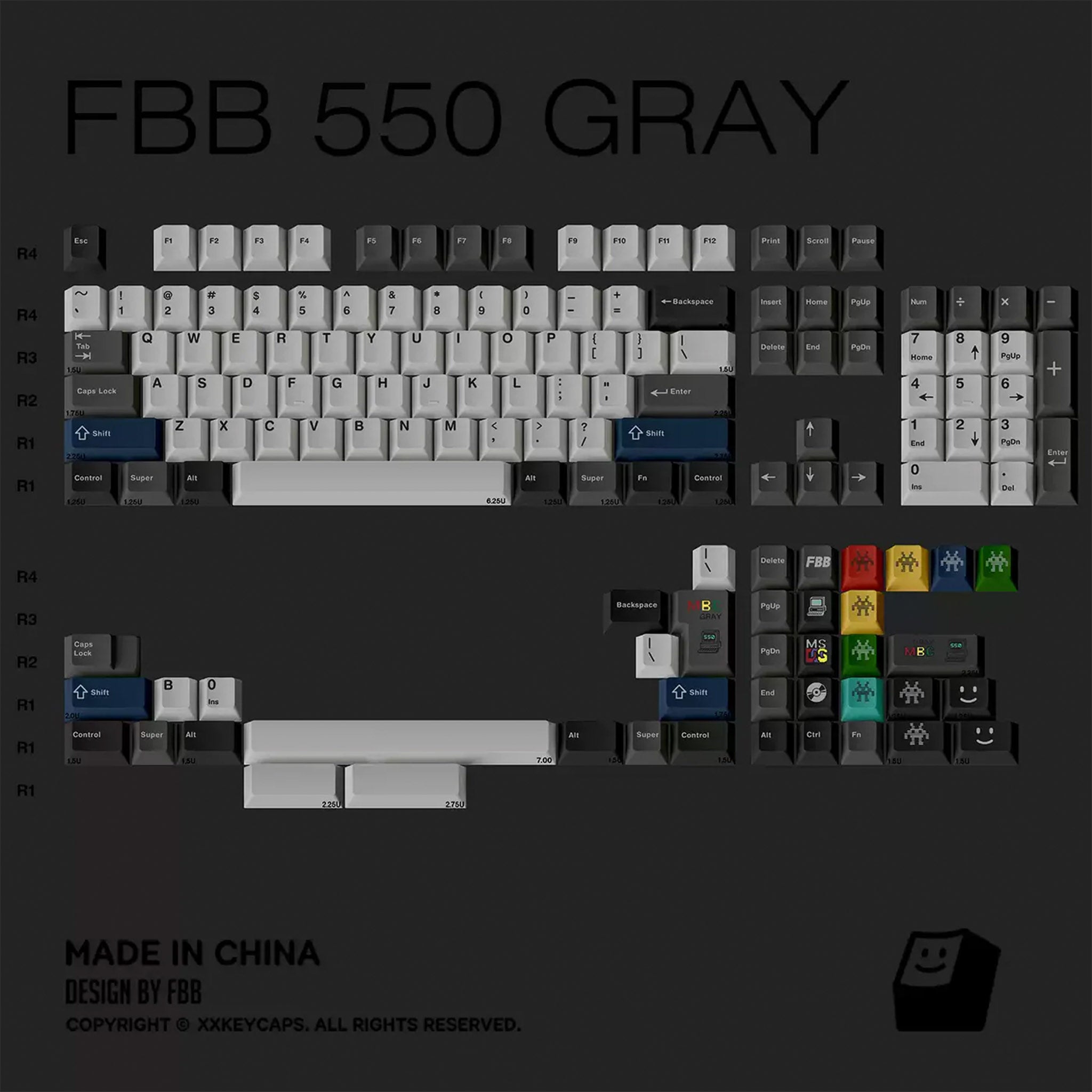 FBB 550 Gray Keycap Set