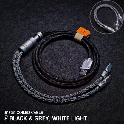 Custom Coiled Cable 1-to-2 Crystal Copper Cable 8k Polling rate USB Type C to A