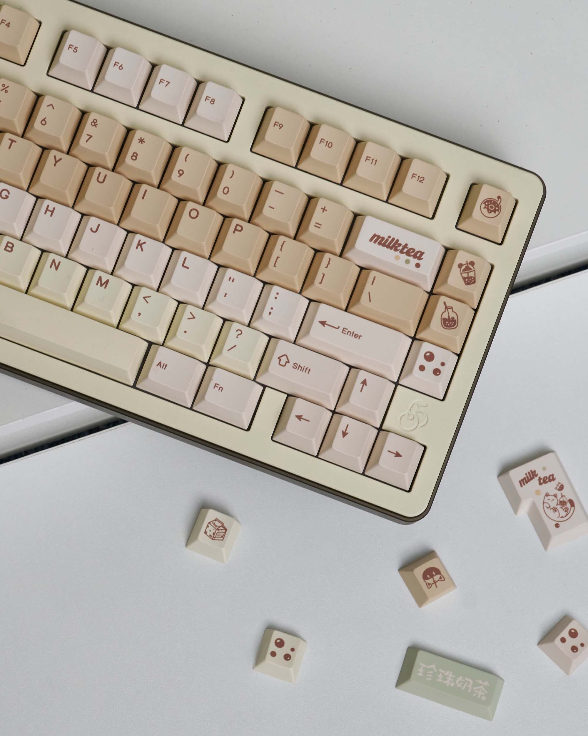 Qwertykeys Pearl Milk Tea Keycap Set