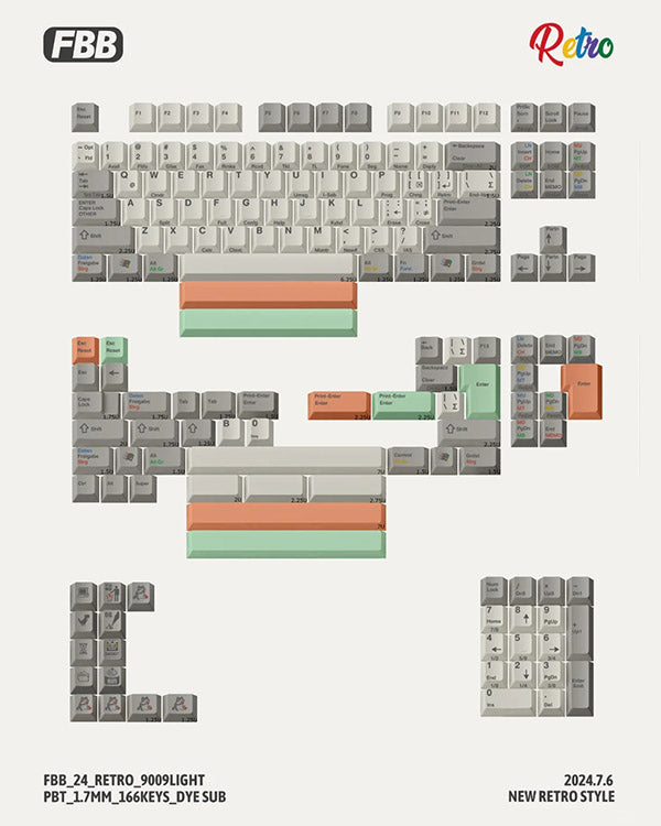 FBB Retro 9009 light Keycaps Set
