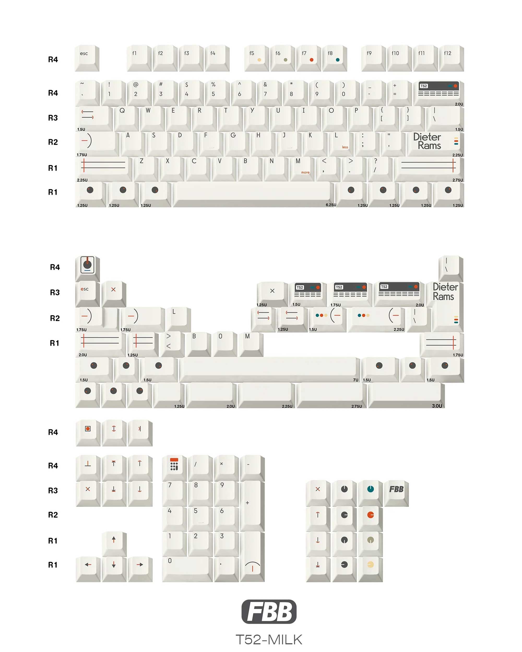 FBB T52 Milky Keycaps Set