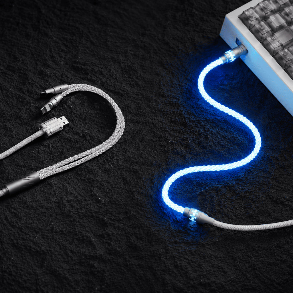 Custom Coiled Cable 1-to-2 Crystal Copper Cable 8k Polling rate USB Type C to A