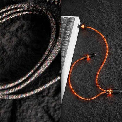Custom Coiled Cable 1-to-2 Crystal Copper Cable 8k Polling rate USB Type C to A
