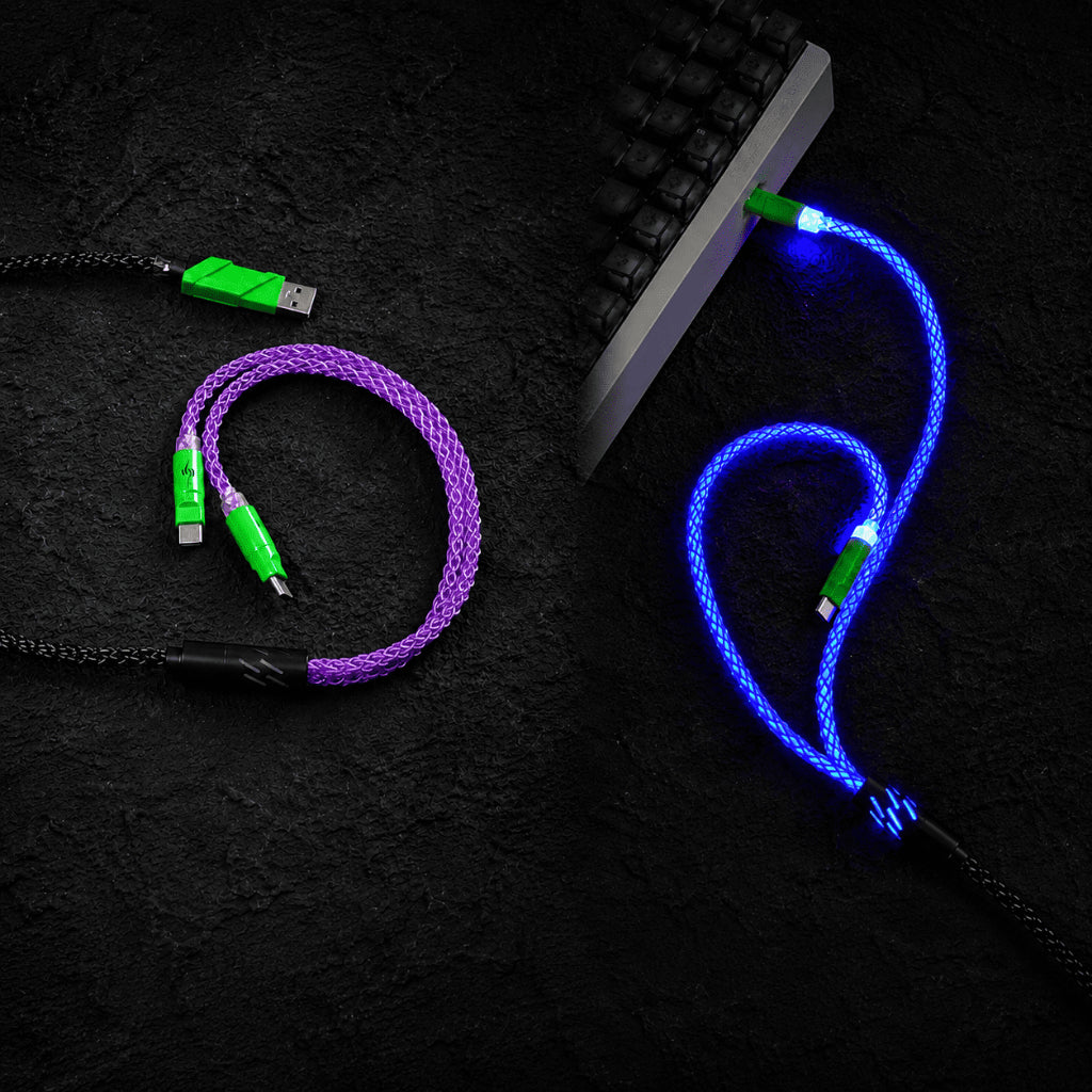Custom Coiled Cable 1-to-2 Crystal Copper Cable 8k Polling rate USB Type C to A